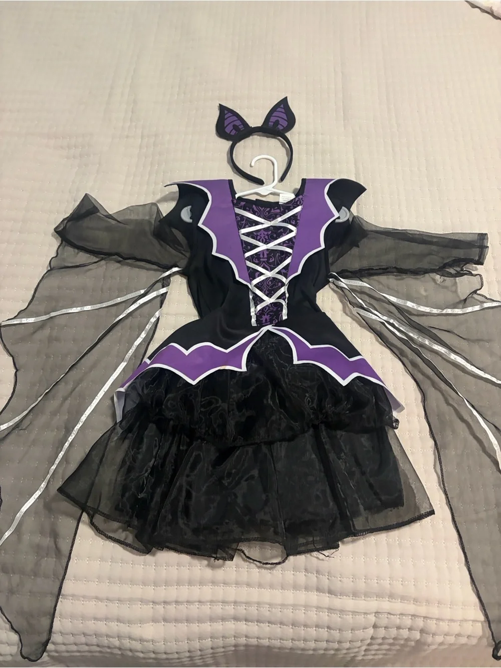 Girls Purple & Black Bat Costume Dress